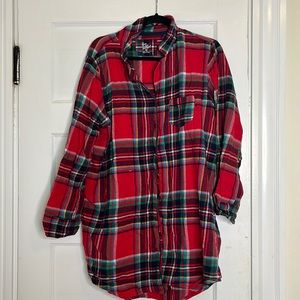 Red & Green Flannel Print Pajamas